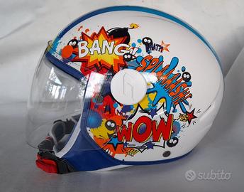 casco moto bambino con cintura di sicurezza