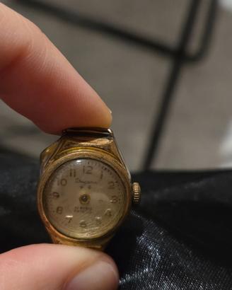 Quadrante orologio tondo metallo dorato Dugena '60