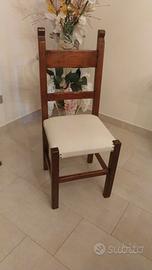 Set 6 Sedie Rustiche in Legno con Seduta Beige