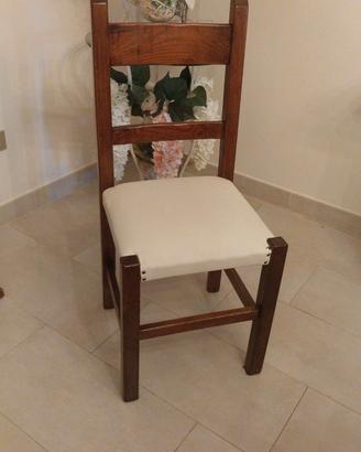 Set 6 Sedie Rustiche in Legno con Seduta Beige
