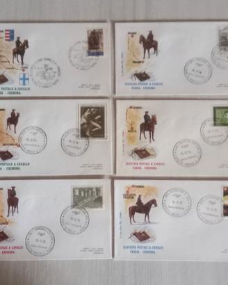 6 Buste FDC 1974 Staffetta Postale a Cavallo Parma