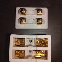 Morsettiera Vintage in Ceramica Bianca e Ottone - 