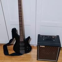 Basso elettrico attivo Ibanez ed amplificatore 