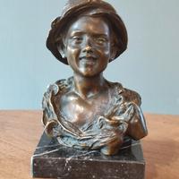 Busto di ragazzo statuetta bronzo epoca base marmo