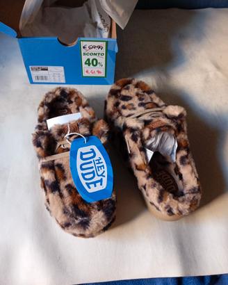 Scarpe sabot con pelliccia, numero 39, marca DUDE
