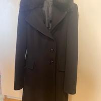 Cappotto donna nero con pelliciotto