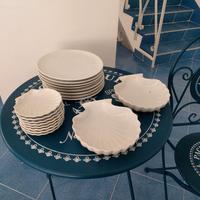 servizio piatti completo in ceramica tema marino