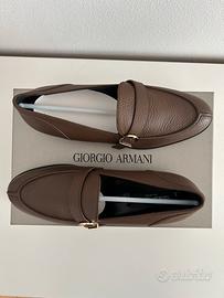 Mocassini in pelle cioccolato Giorgio Armani
