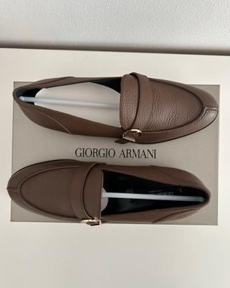 Mocassini in pelle cioccolato Giorgio Armani