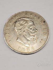 5 lire argento 1876 R Vittorio Emanuele II