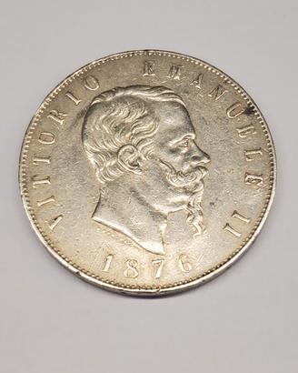 5 lire argento 1876 R Vittorio Emanuele II