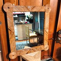 grande specchio placcato in giunco 