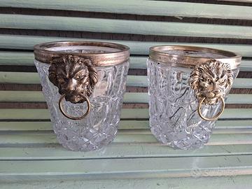 Coppia porta ghiaccio in cristallo e argento