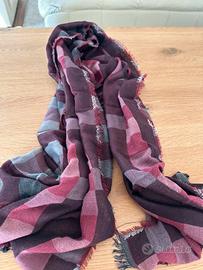 Sciarpa pashmina a quadretti bordeaux