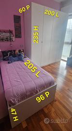 Cameretta bianca (armadio + letto singolo)