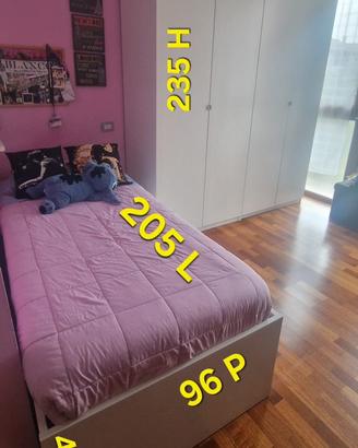 Cameretta bianca (armadio + letto singolo)