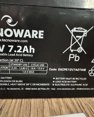 Batteria tecnoware ricaricabile 12V 7.2Ah