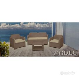 Set Salotto da Giardino in Rattan Juta Grigio