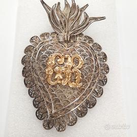cuore  Ex Voto argento filigrana cm 12 