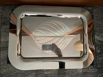 Sambonet Vassoio acciaio foglia argento