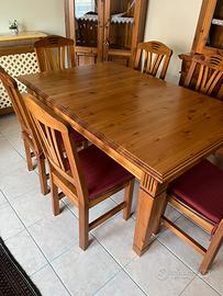 Tavolo in legno di pino + 6 sedie