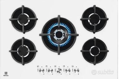 Piano cottura gas vetro bianco 5 fuochi ELECTROLUX