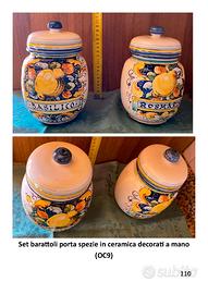 set barattoli portaspezie in ceramica decorata