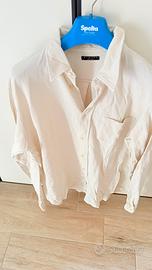 Camicia uomo Sisley in piquet di cotone panna