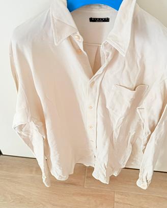 Camicia uomo Sisley in piquet di cotone panna