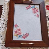 Vassoio grande in legno ricamato a mano 