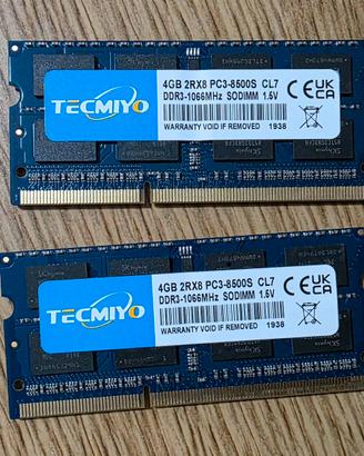 RAM per notebook - 8GB DDR3 PC3-8500S SODIMM