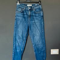 Jeans mom fit blu vita alta denim