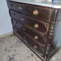 Comò Antico Luigi Filippo con Piano in marmo