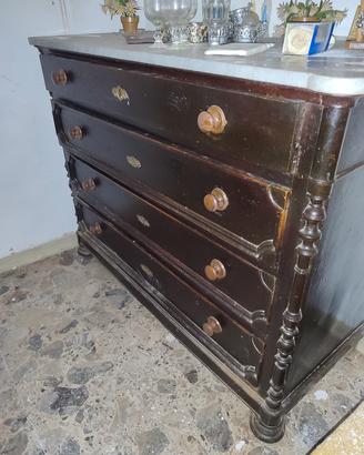 Comò Antico Luigi Filippo con Piano in marmo