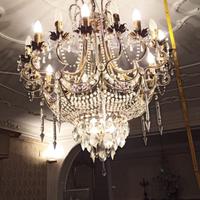 Lampadario in ottone e cristallo Swarovski