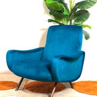 POLTRONA LADY Blue Cobalto Anni 50 Marco Zanuso