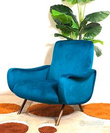 POLTRONA LADY Blue Cobalto Anni 50 Marco Zanuso