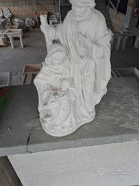 sacra famiglia  in cemento bianco e graniglia di 