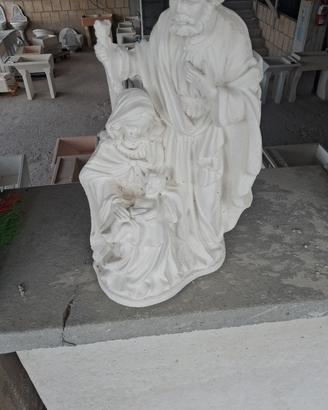sacra famiglia  in cemento bianco e graniglia di 