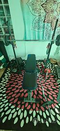 Panca pesi home gym + bilanciere, manubri e pesi