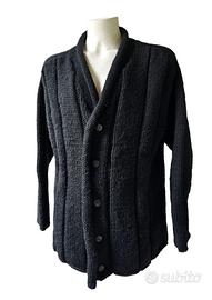 Cardigan lana fatto a mano lana nera Yohji Yamamot