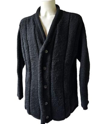 Cardigan lana fatto a mano lana nera Yohji Yamamot