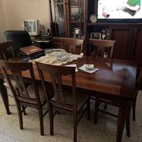 Parete attrezzata tavolo e sedie arte povera legno