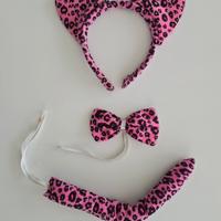Set costume da gattina rosa leopardato – 3 pezzi