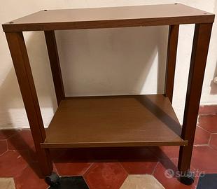 Carrello di servizio in legno con due ripiani