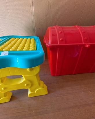 tavolino sonoro e bauletto in plastica