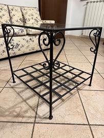 SGOMBERO - Tavolino ferro battuto con vetro