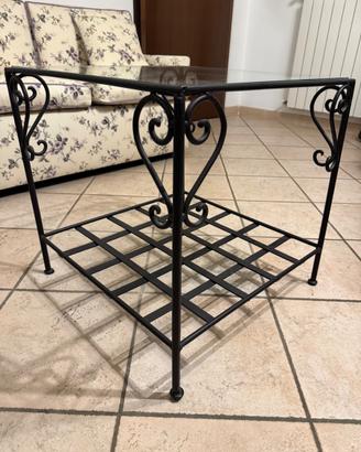 SGOMBERO - Tavolino ferro battuto con vetro