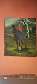 quadro olio su tela fantino a cavallo