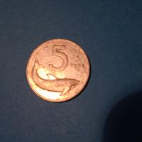 5 lire delfino del 1954.